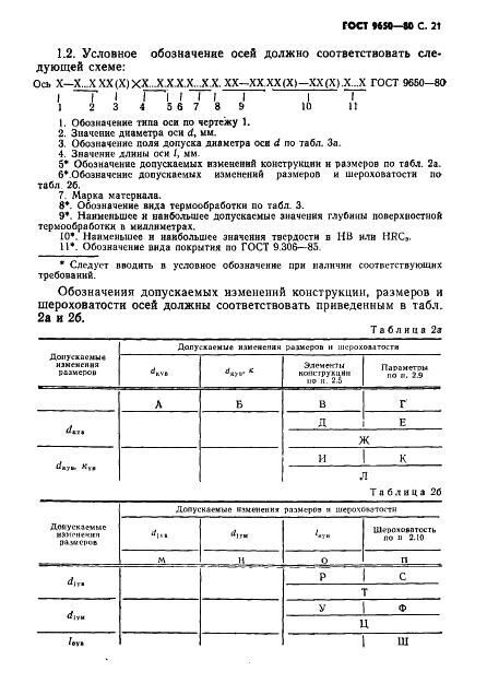 Оси ГОСТ 9650 -80